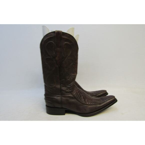 El General Mens 9 D Brown Leather Lizard Print Cowboy Western Boots main image 4